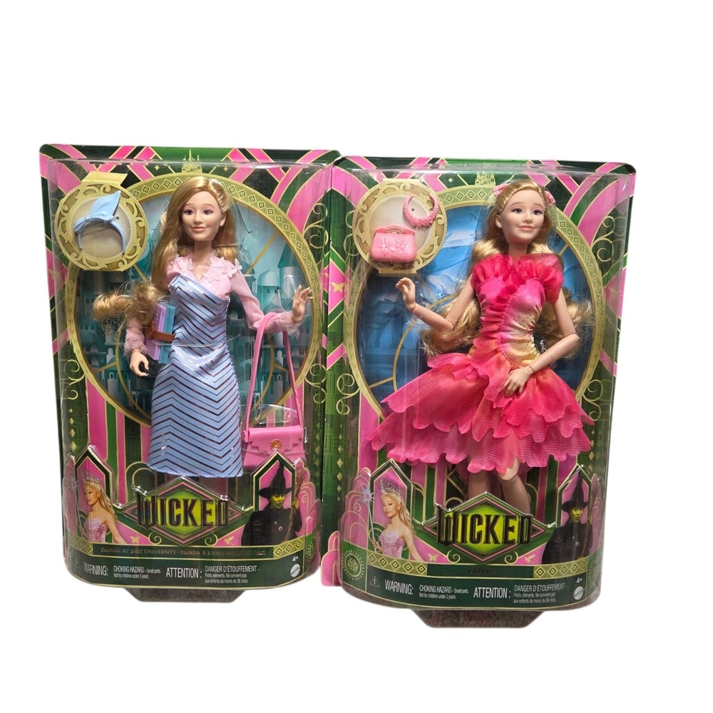 Wicked‎ Glinda Mattel Doll Bundle Pink Gown & Shiz University Url Misprint Error
